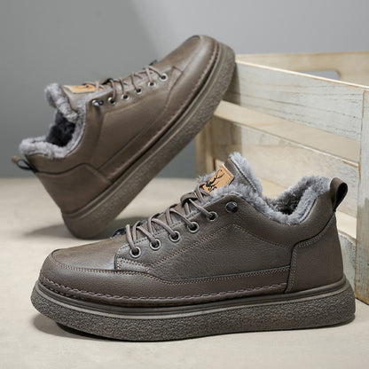 Men'S Winter Hiking Shoes - Cold Weather Traction Outdoors, Lace-Up Ankle Support, Cushioned EVA Insole - Synthetic Faux Upper - All-Terrain Traction for Snow, Ice, Mud - Low-Top Design - Black/Brown - Ideal for Hiking, Urban