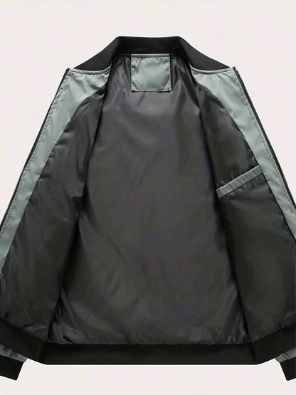 Men's Stylish Windproof Jacket - Solid Color, Stand Collar, Zip-Up with Pockets, Lightweight Polyester for All Seasons, Casual & Outdoor Wear, Allseason Jacket | Zipup Jacket | Polyester Jacket, Windbreaker Jacket