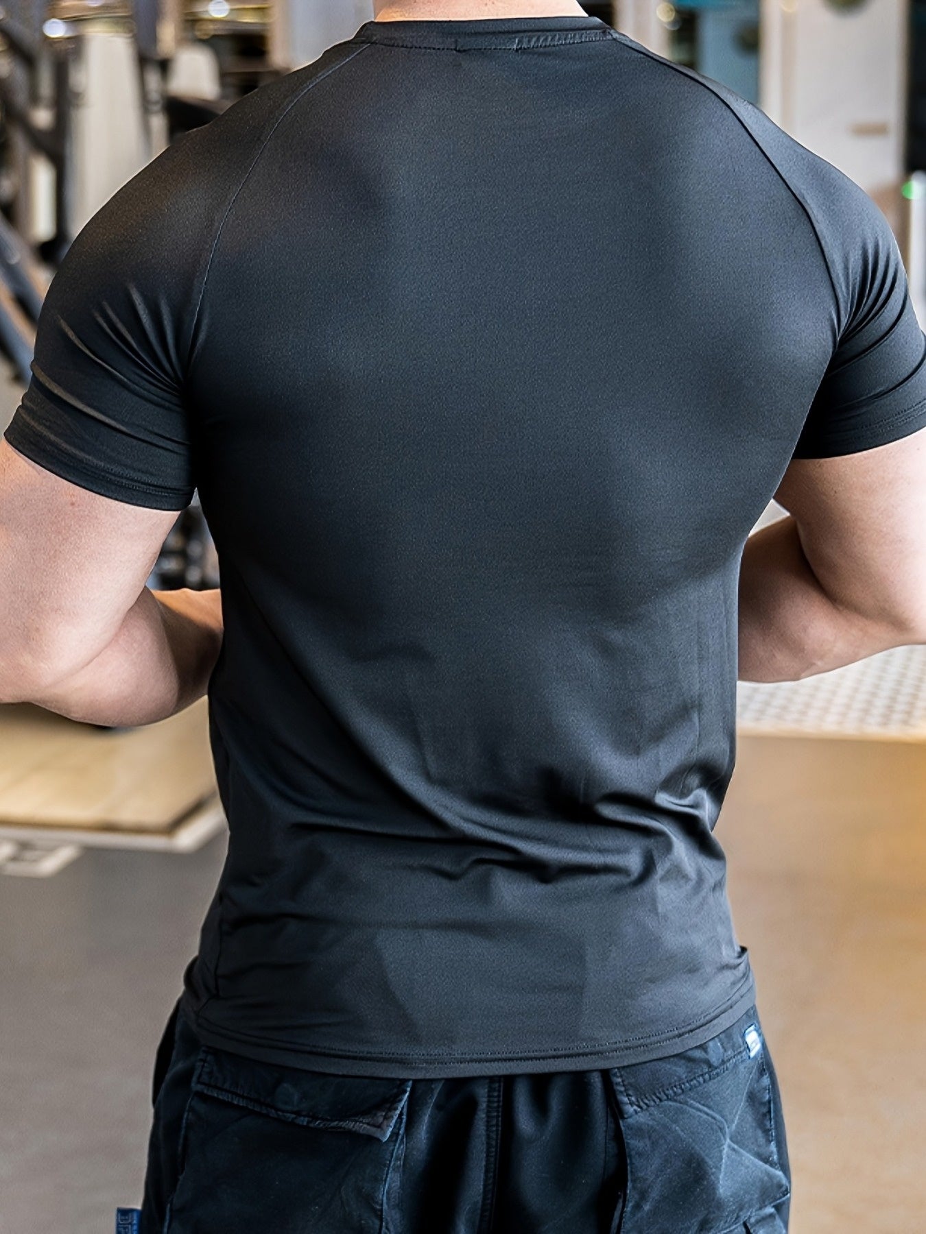 Men'S Slim-Fit Quick-Dry Athletic T-Shirt - Breathable, Stretchy, Solid Color Crew Neck Tee for Gym, Casual Summer Wear, Gym Apparel   Trendy Men'S Tee   Quickdry Materia