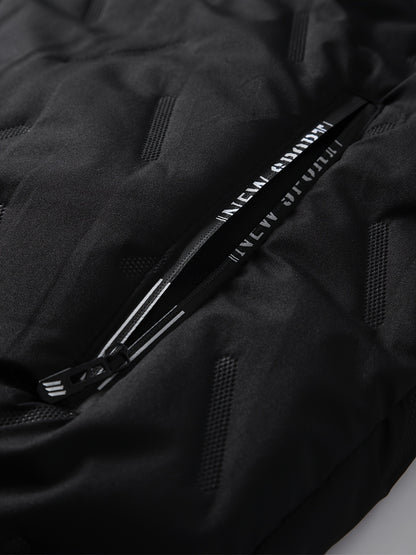 Men'S Heavyweight Winter Jacket - Thermal Insulated Cold Weather Coat with Zippered Pockets, Stand Collar, Full-Zip Closure - Black Outer Shell for Everyday & Outdoor Activities - Non-Stretch Fabric Construction, Seasonal Lay