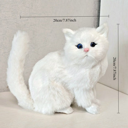 Simulation Cat Toys Featuring Five Types of Cats: Persian, Black, Spotted, And Other Realistic Animal Designs.