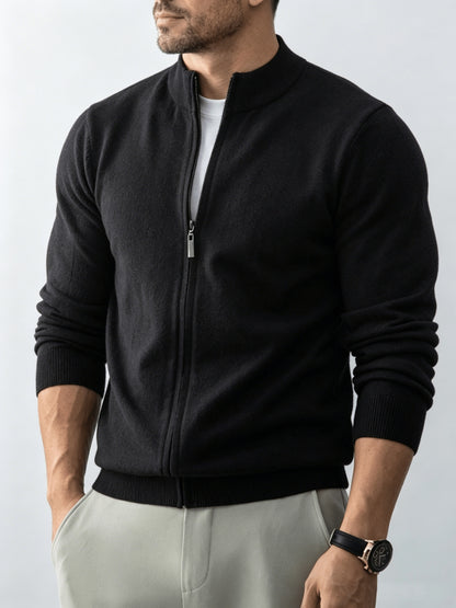 Men's Stand Collar Knit Cardigan Full-Zip Casual Fall Sweater