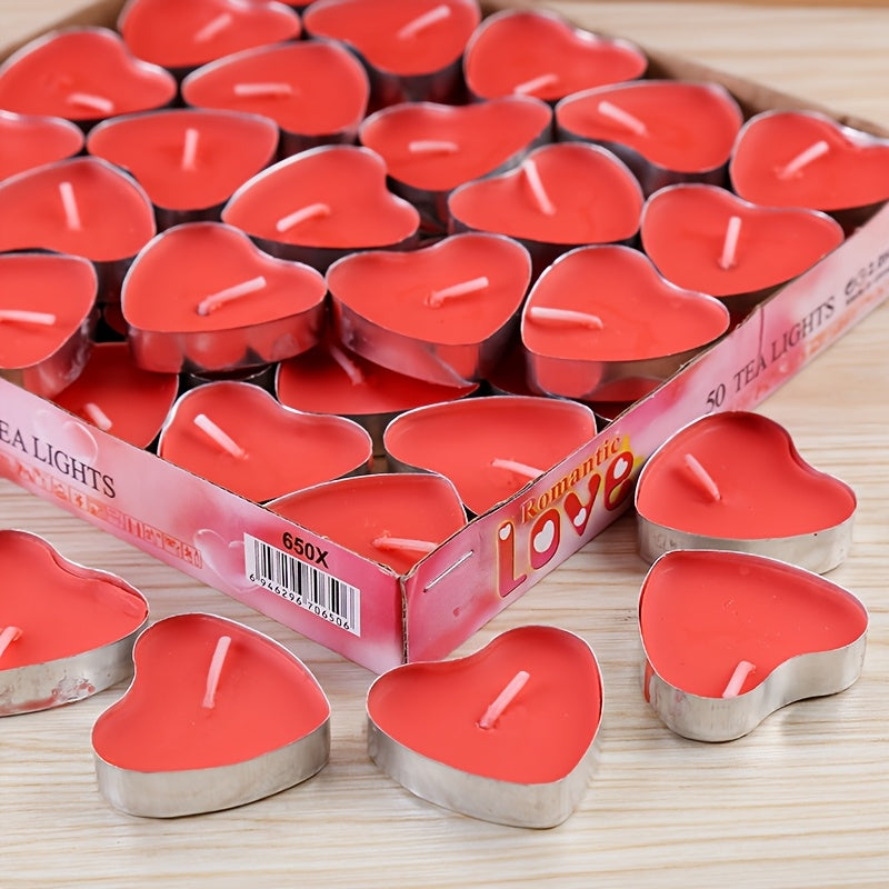 12/50/150/300pcs Heart-Shaped Candles - Red & Golden Glow, Long-Lasting Burn Time, Perfect for Valentine'S Day, Wedding, Birthday, Christmas, Halloween, Thanksgiving Decorations - Bulk Candle Set, Candles For Wedding, Holiday