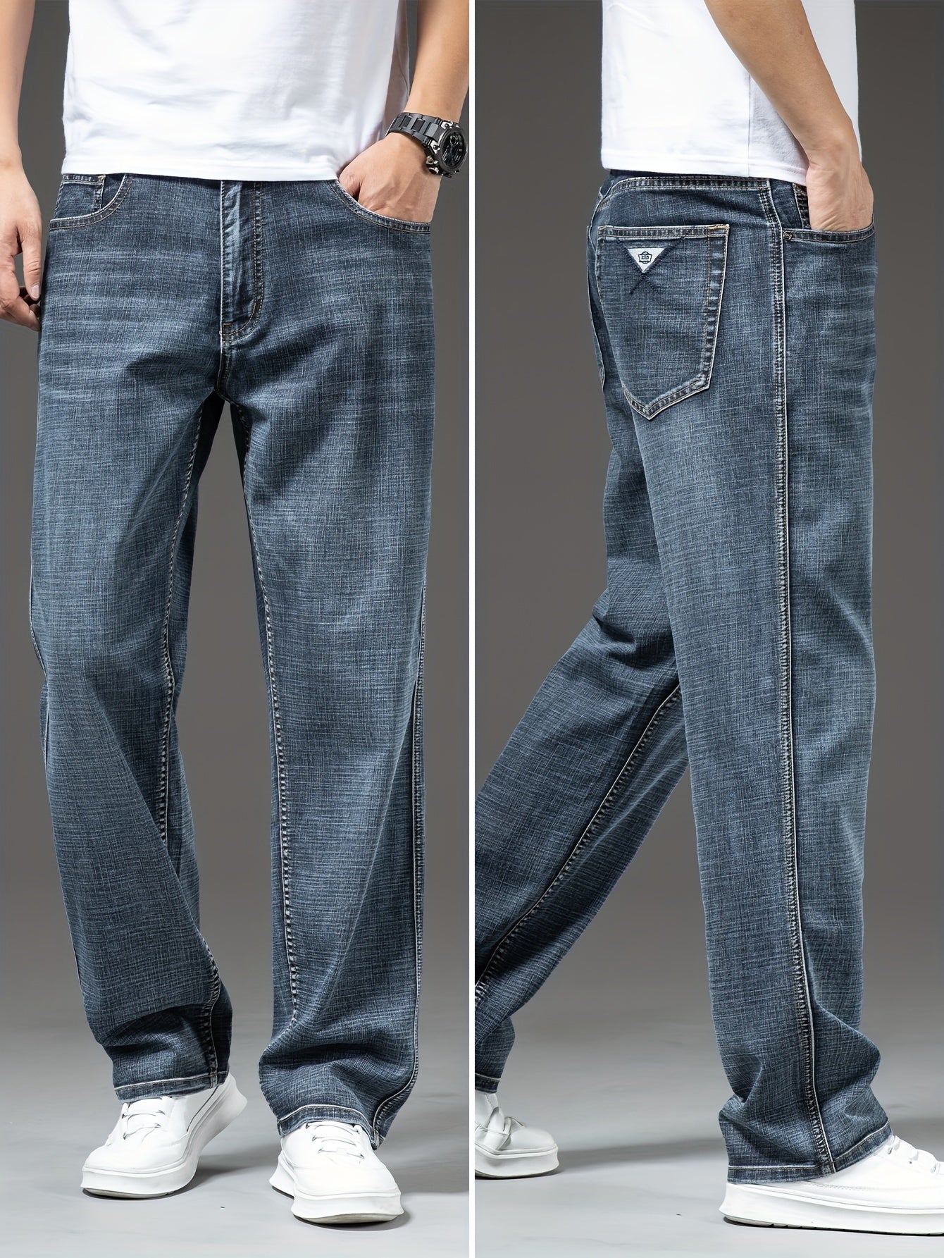 Geng Yuanshi High-End Summer Men's Jeans New Trend Fashion Straight-Leg Light Business Stretch Denim Pants