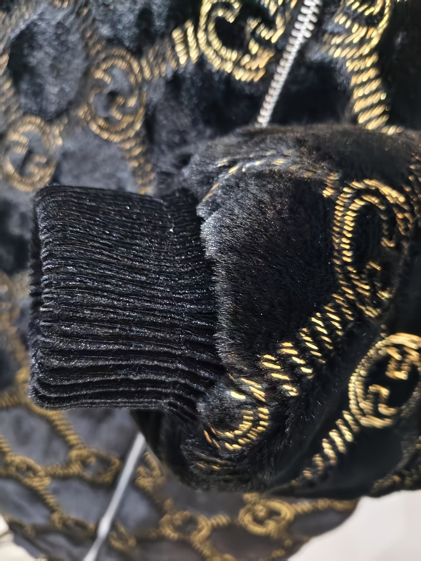 Men'S Winter Faux Fur Jacket | Black & Golden Contrast Design | Notch Lapel Collar | Zippered Closure | Polyester Lining | Stylish & Functional for Formal Occasions, Winter Outerwear | Contrast Color Jacket | Notch Lapel Coll