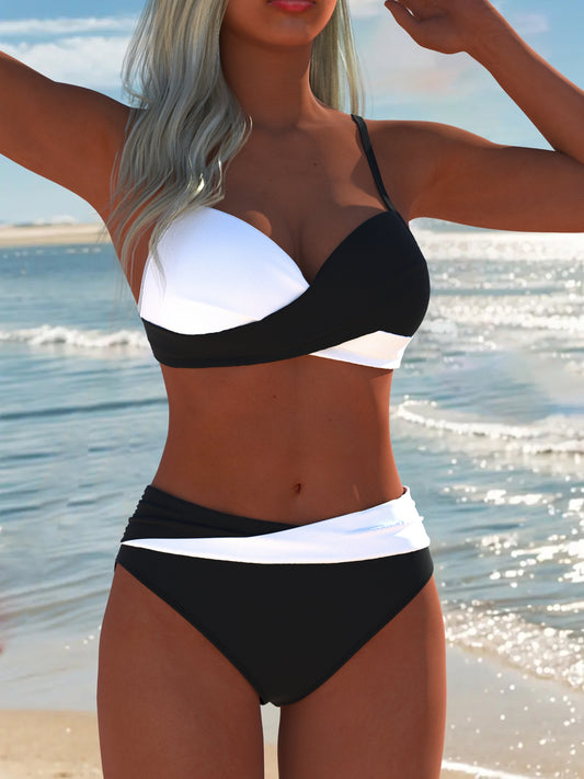 Women’s Two-Piece Swimwear Set Sleeveless Beach Bikini Summer - ayq