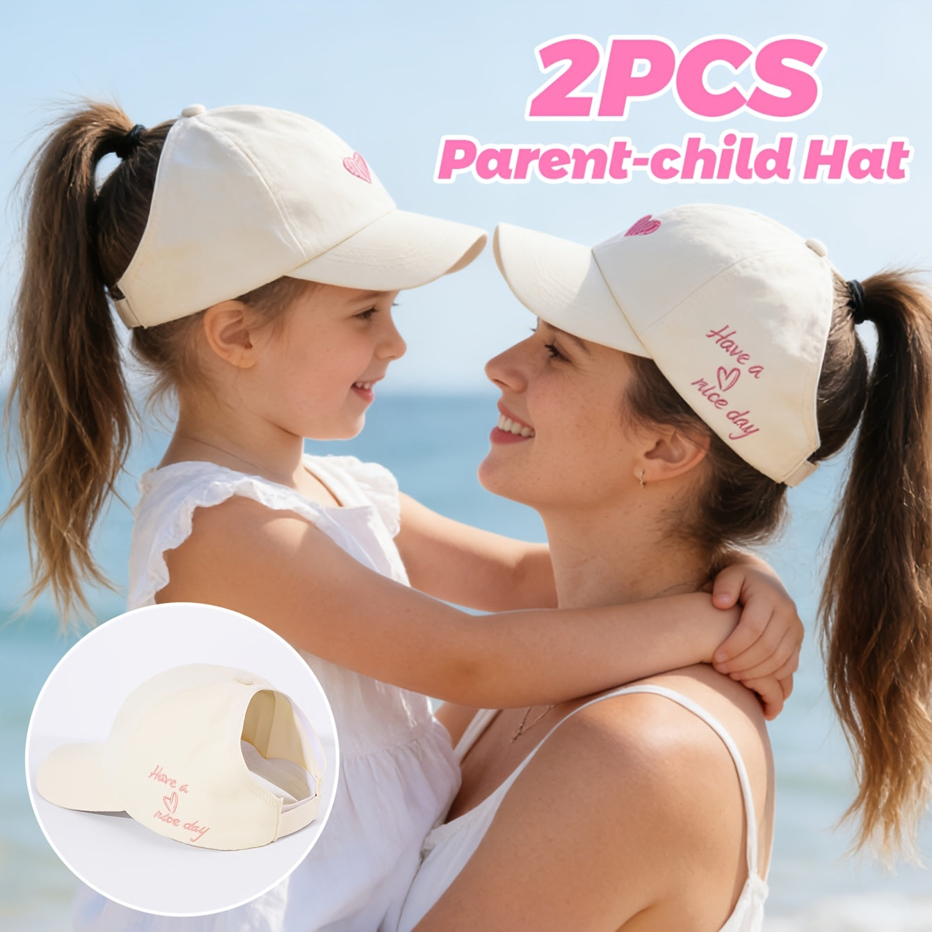 Matching Summer Baseball Caps for Kids, Ponytail Friendly, 2-Pack