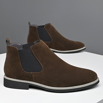 Men's Business Chelsea Boots Pointed Toe Slip-On Ankle Shoes