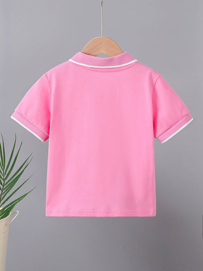 Children's Summer Cotton Polo Shirt with Animal Print