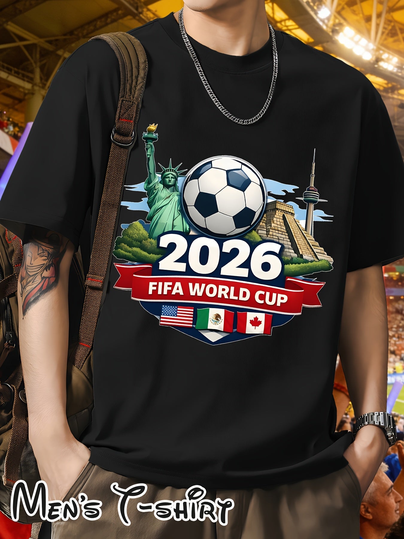 Men's 2026 World Cup Casual Landmark Print Polyester T-Shirt