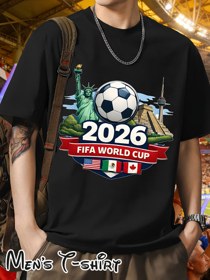 Men's 2026 World Cup Casual Landmark Print Polyester T-Shirt