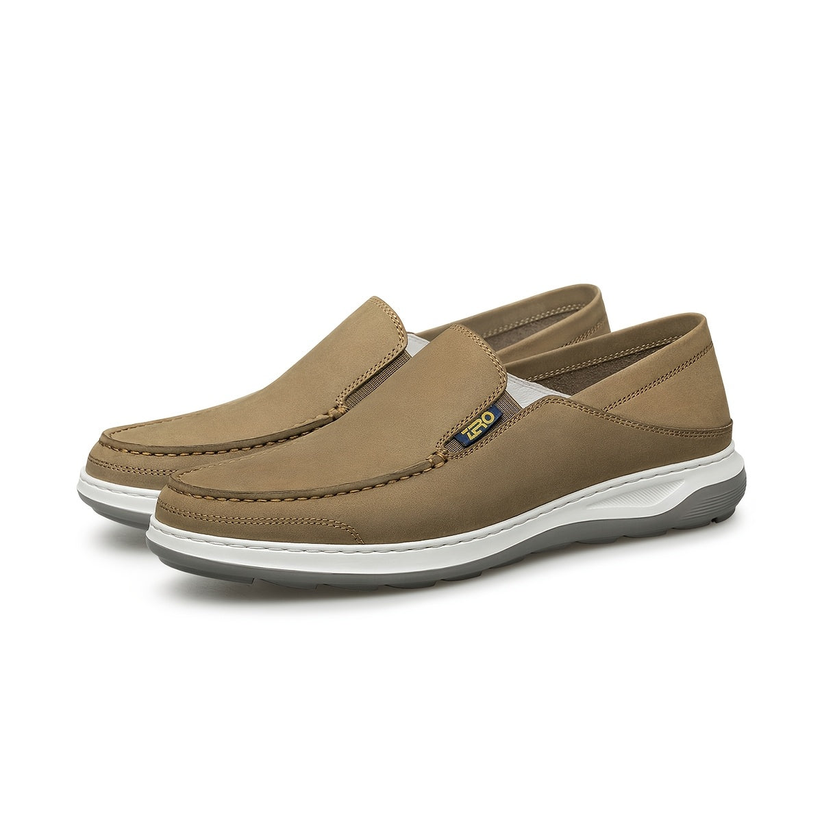 Men's Lightweight Leather Casual Loafers with Soft Heel Counter