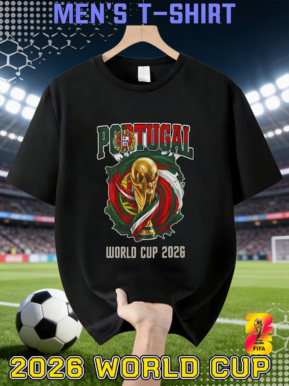 Men's Casual 2026 FIFA World Cup T-Shirt, All-Season Polyester