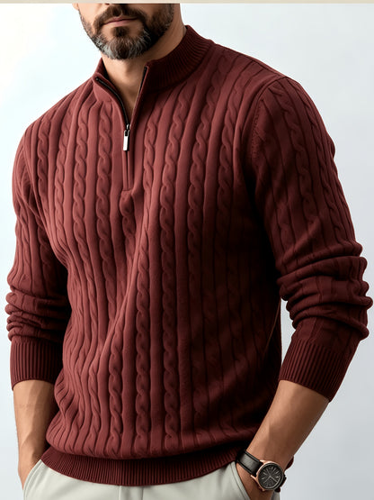 Men's Casual Quarter-Zip Knit Pullover for Spring and Fall