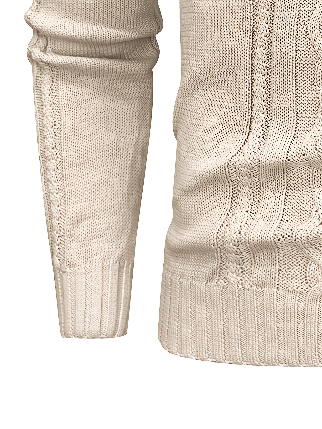 Men's High Collar Warm Knit Sweater - Stretchy Fashion Ribbed Pullover, Elegant Gentleman Cardigan