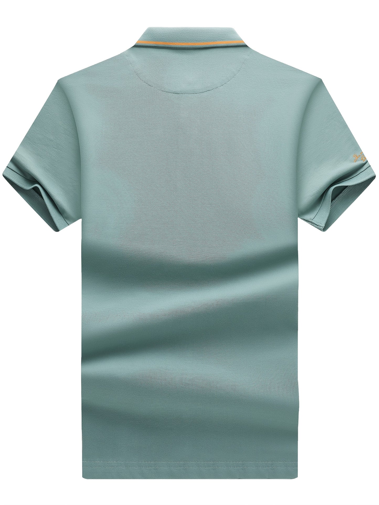 Men's Turn- Collar 95% Cotton 5 Spandex Embroidered T-Sshirt Short Sleeve Comfortable Breathability - ayq