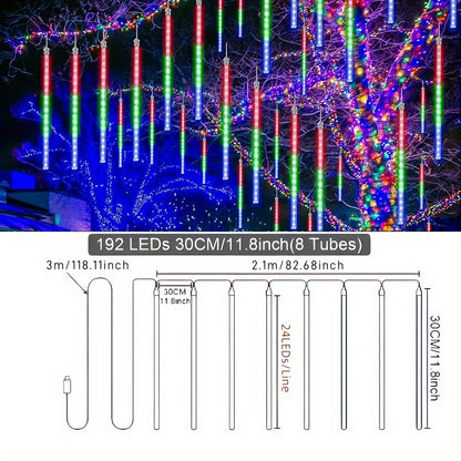 192 Leds USB Meteor Shower Lights - 8 Strands