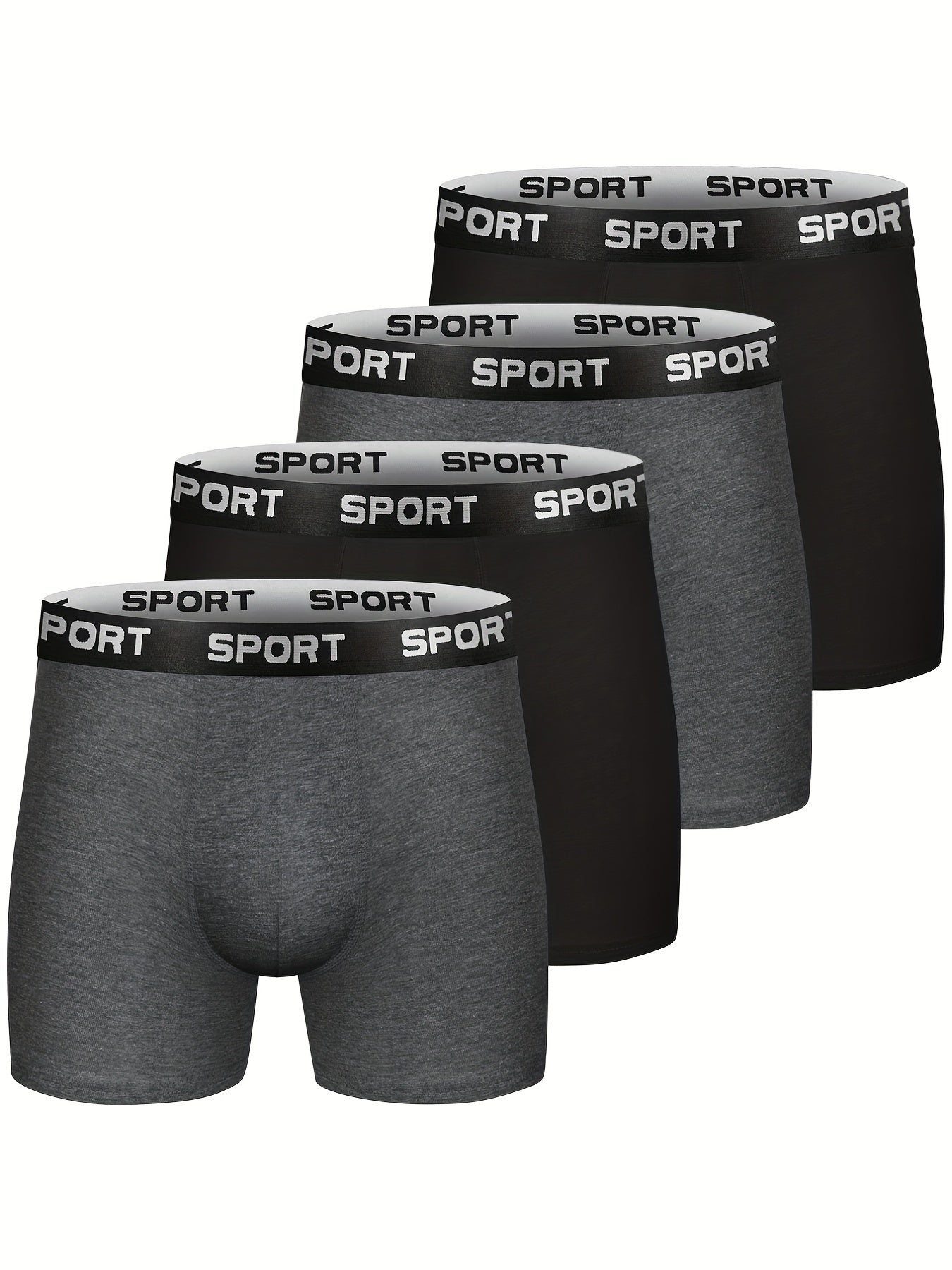 Men's 4-Pack Cotton Stretch Trunk Underwear with Wide Elastic Band
