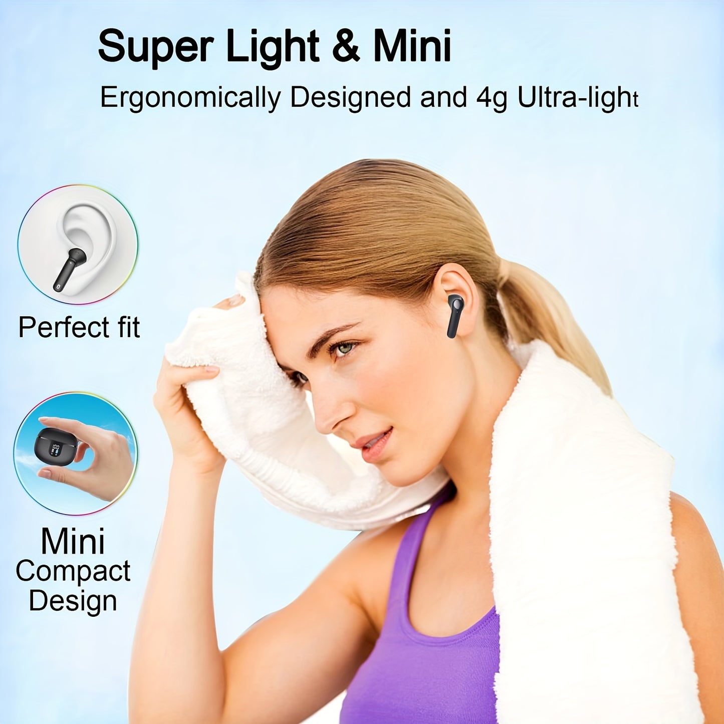 Wireless Earbuds, Wireless in-Ear, USB-C Fast Charge, Clear Sound, Built-in HD Mic, Touch Control, 40H Playtime, for Sport Wireless Headphones