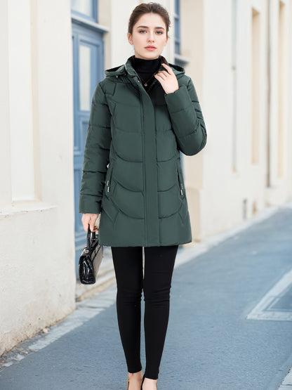 Women's Elegant Winter Jacket - Shearling-Like Bead-Like Button Closure Coat, Puffer-Free, Hand Washable Long Sleeve Outerwear for Cold Weather (Casual & Formal) - Black Jacket Without Belt/Hardware (Ready-to-Wear), Winter Ja