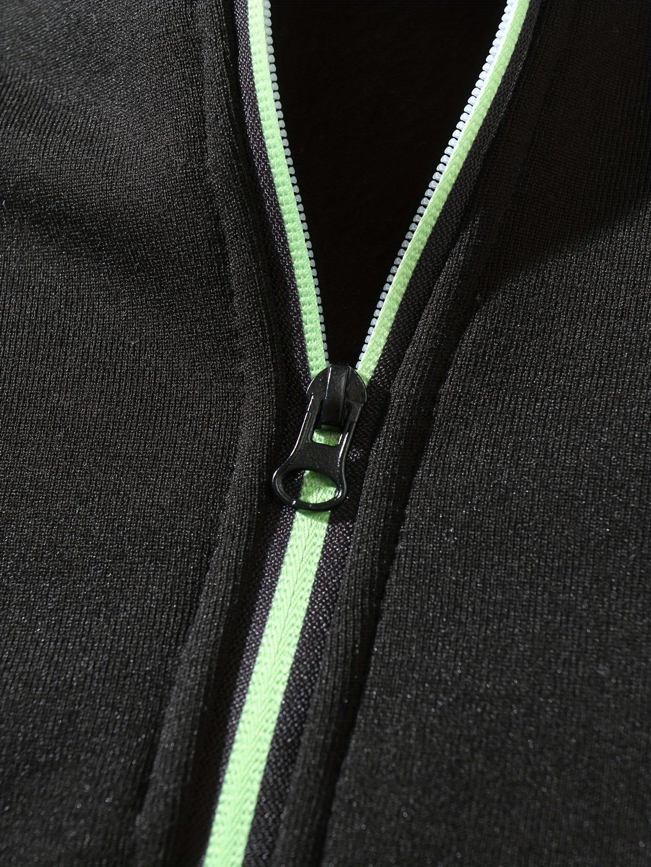 Men's Sporty Full-Zip Stand Collar Sweatshirt - Long Sleeve Casual Pullover with Neon Green Accents, Solid Color Non-Stretch Fabric, Regular Fit for Fall Winter