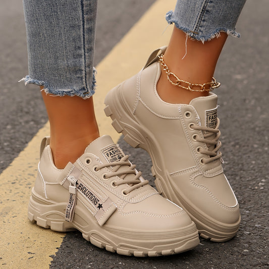 Women'S Breathable Knit Sneakers - Lightweight Thick Sole Casual Walking Shoes in White  Black, Synthetic Cover Upper with Rubber Outsole, Lace-Up Low-Top Design for Indoor/Outdoor, Travel, Beach  Shopping - Cute Gift for M