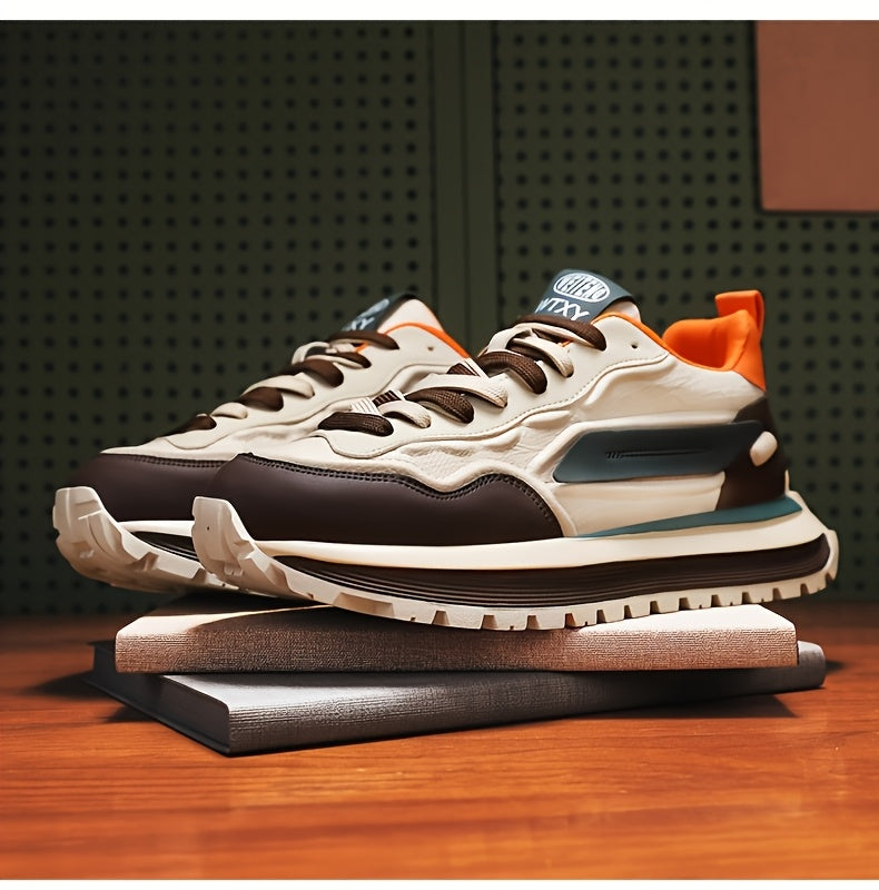 Men's Breathable Casual Sneakers - Trendy Low-Top Lace-Up Sneakers with Soft Rubber Sole, White  Black Design for Spring/Summer, Perfect for Running and Casual Attire, Versatile Running Footwear   Sporty Aesthetic Shoes   Co