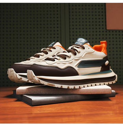 Men's Breathable Casual Sneakers - Trendy Low-Top Lace-Up Sneakers with Soft Rubber Sole, White  Black Design for Spring/Summer, Perfect for Running and Casual Attire, Versatile Running Footwear   Sporty Aesthetic Shoes   Co