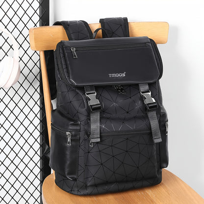 Unisex Backpack with Crocodile Texture, Large Capacity, Anti-Theft, Multi-Compartment, Fits 14-inch Laptop, Casual Travel  Business Commute, Minimalist Style, No Battery - Black