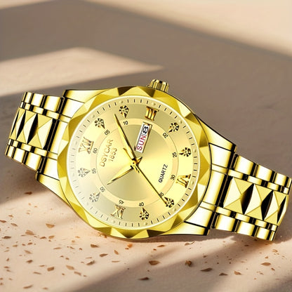 1pc Men's Elegant Watch with Date Display, Stylish Stainless Steel Strap, Quartz Movement Dress Watch, Suitable for Formal and Casual Attire - The Ideal Gift for Him