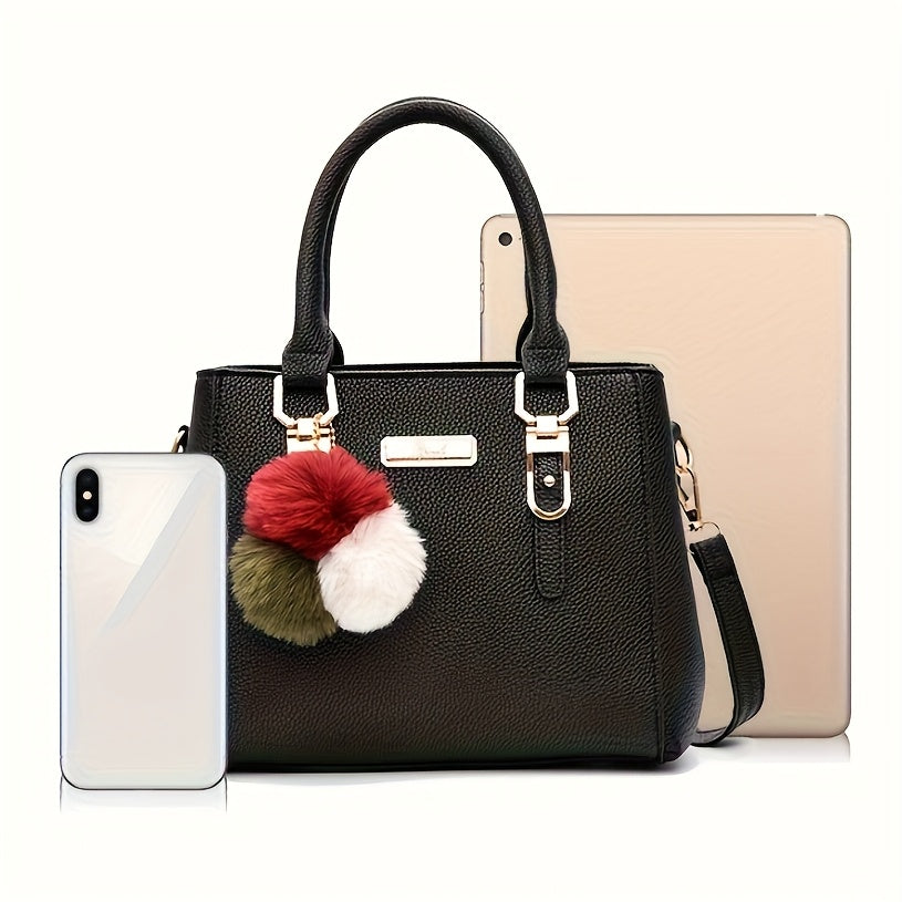 Elegant Large Capacity Fashion Handbag |, Solid Color, Zipper Closure, Lining, Edge Paint