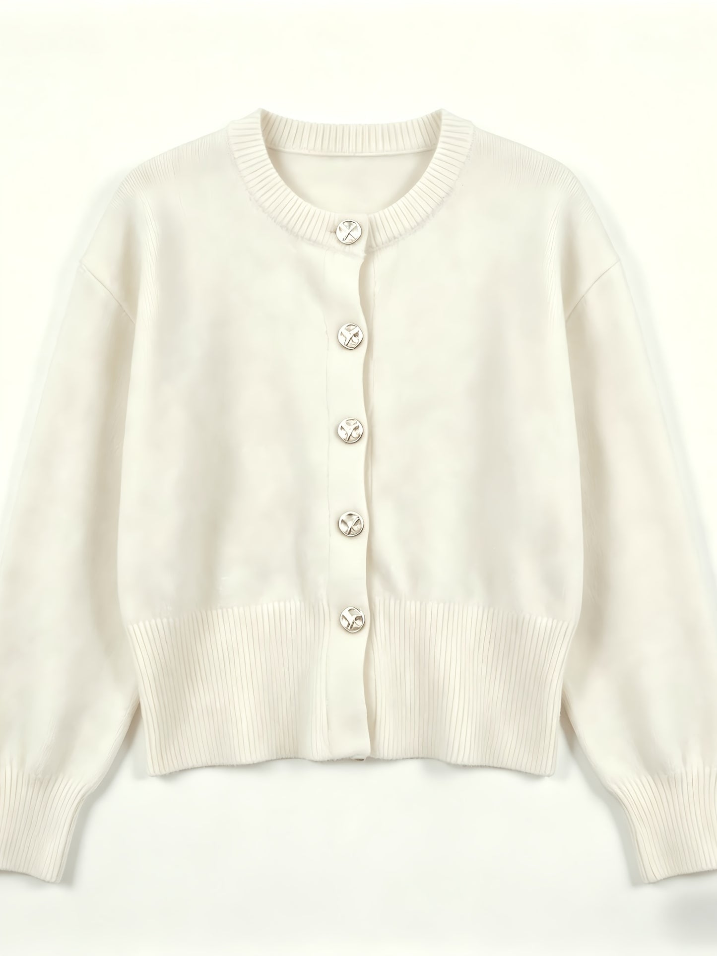 Women's Cozy Viscose Cardigan with Floral Button Detail