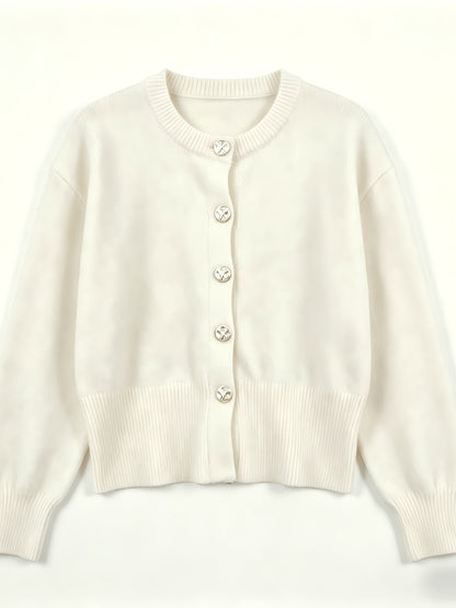 Women's Cozy Viscose Cardigan with Floral Button Detail