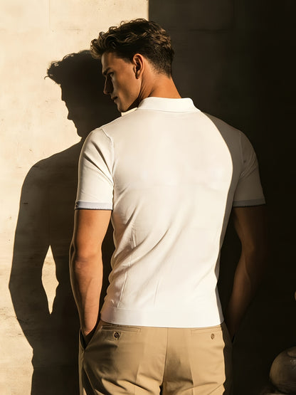 Men's Summer Polo Shirt Knit Tencel Cooling Short Sleeve