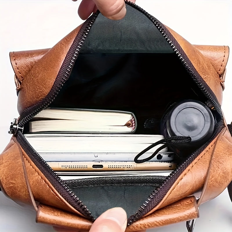 New Men's shoulder bag fashion leisure bag small satchel vertical handbag business Men's diagonal bag [zipper direction random]