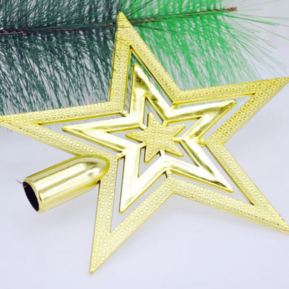 Glittering Golden Star Tree Topper - Elegant Shiny Plastic 5-Pointed Star with Sharp Tip & Stable Base, No-Electricity Christmas & Halloween Decoration for Xmas Tree, New Year's, Wedding, Birthday Party Decor - Durable Indoor