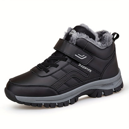 EKBN Men's Winter Plush Ankle Boots - Thermal Snow Shoes with TPR Traction Tread, -like Synthetic Upper & Plush, All-Terrain Outdoor Boots for Ice, Snow, Mud - Casual,, Cold Weather (Warm Ankle