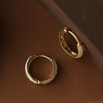 Elegant Circular Luxury Earrings with Glass Inlay for Women