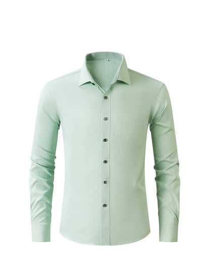 Boys' Slim Fit Long Sleeve Formal Dress Shirt with Stretch