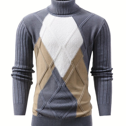New Fashion Men'S Pullover with Color-Blocked Knitted Long Sleeves from Tie Mu Zhen OBM.
