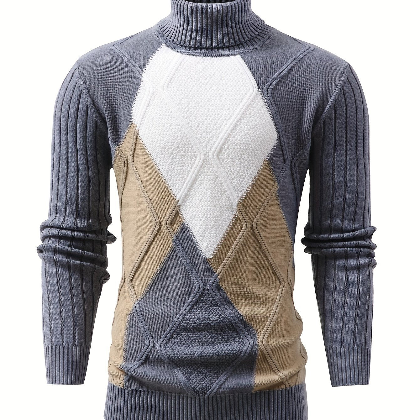 New Fashion Men'S Pullover with Color-Blocked Knitted Long Sleeves from Tie Mu Zhen OBM.