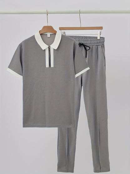 Men's Casual Two-Piece Set - Stretch Comfort Fabric - Suitable for Spring/Autumn Seasons - ayq