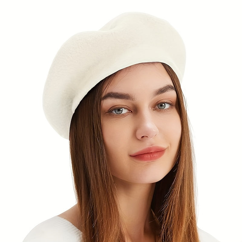 Classic Faux Leather Beret for Autumn and Winter Fashion