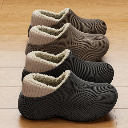 Men's Casual Slip-On EVA Slippers with Fleece Lining for Fall Winter