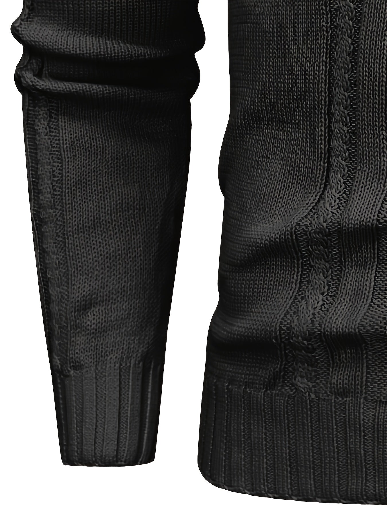 Men's High Collar Warm Knit Sweater - Stretchy Fashion Ribbed Pullover, Elegant Gentleman Cardigan