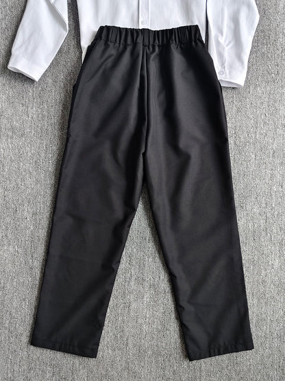 Boys Loose Fit Preppy School Dress Pants with Zipper Waist