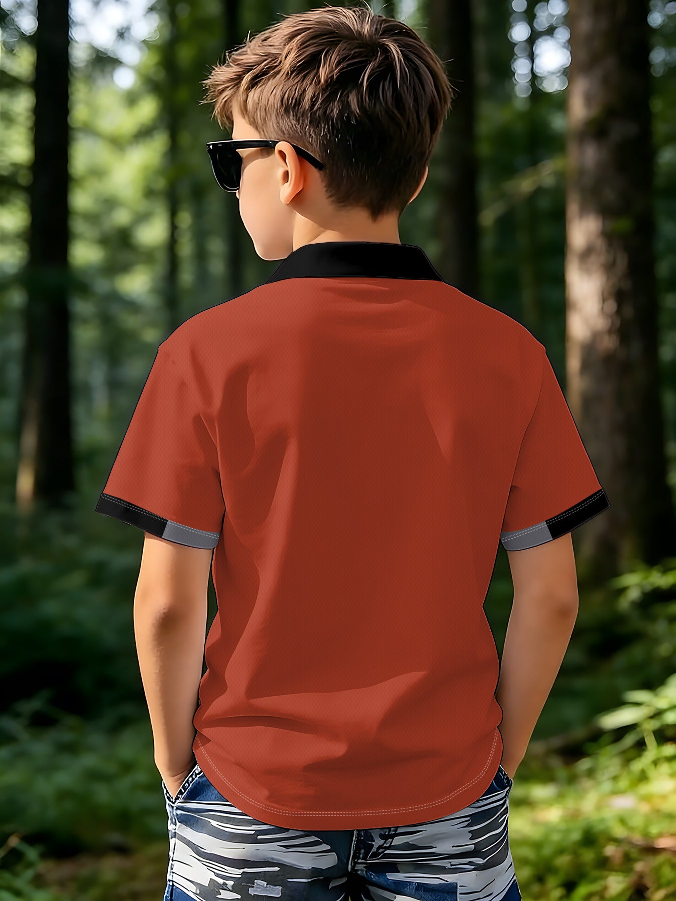 Boys' Casual Loose Fit Printed Polyester Shirt for Summer