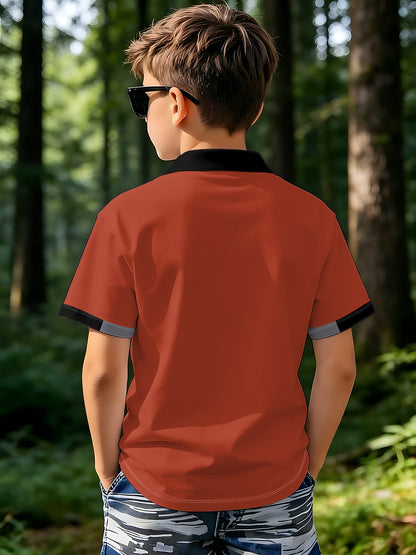 Boys' Casual Loose Fit Printed Polyester Shirt for Summer