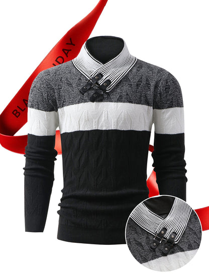 Men'S Fashion Knit Pullover with a Collar for Warmth