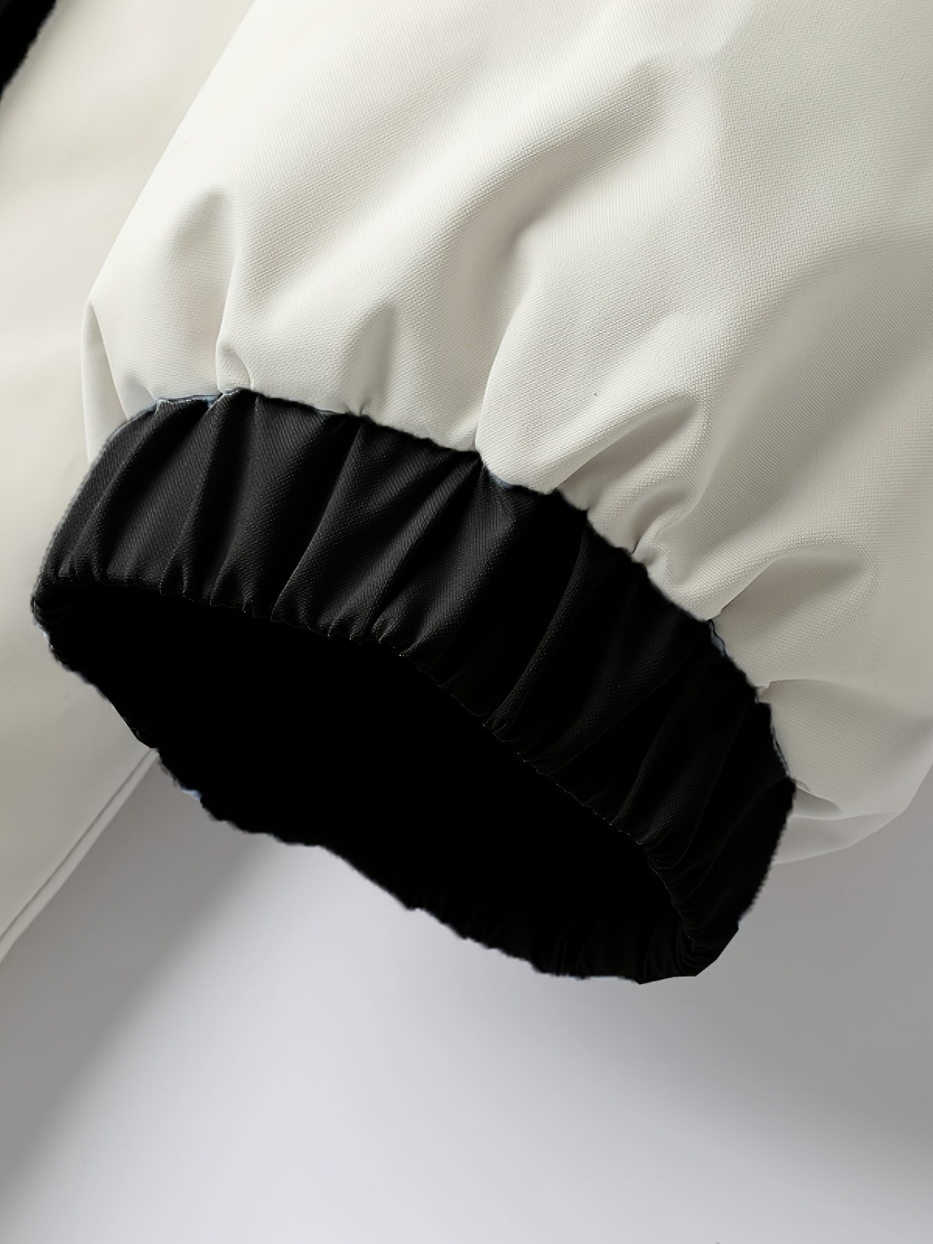 Men'S Double-Sided Winter Jacket - Thickened Stand Collar, Zip-Up Casual Long Sleeve Coat with "MADEASURABLE" & "I CONUT" Branding, Black & White, Regular Fit for Autumn & Winter, Autumn Outerwear, Bold Lettering, Durable Fab